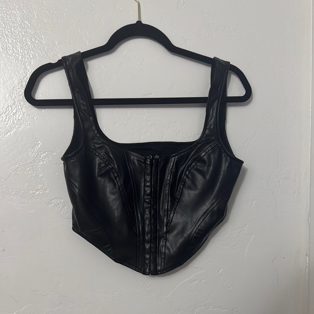 Windsor Black Faux Leather Crop Top